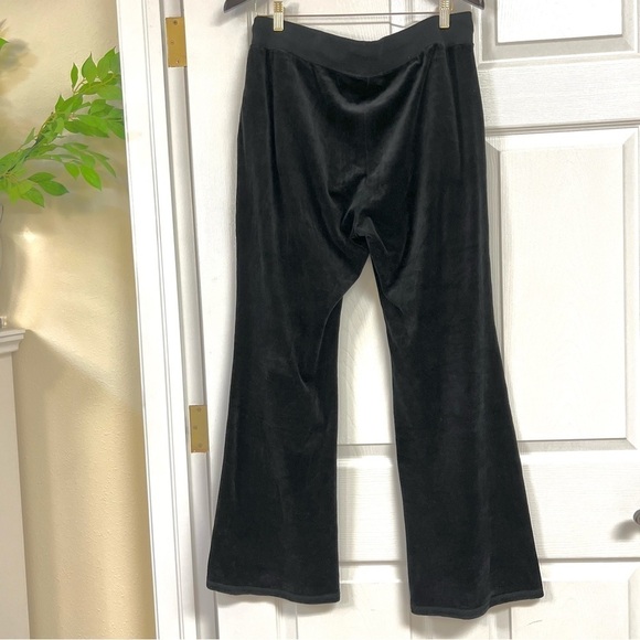 MICHAEL KORS Y2K Black Velvet Velour Lounge Pants Wide Leg L pockets pull on - Picture 8 of 10